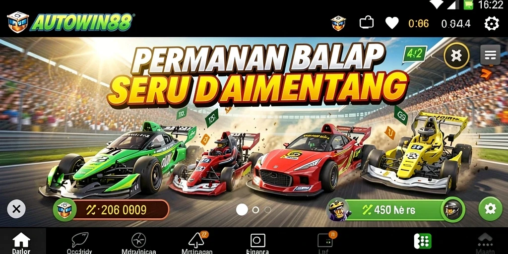 Tampilan menarik dari gameplay balap di AUTOWIN88.