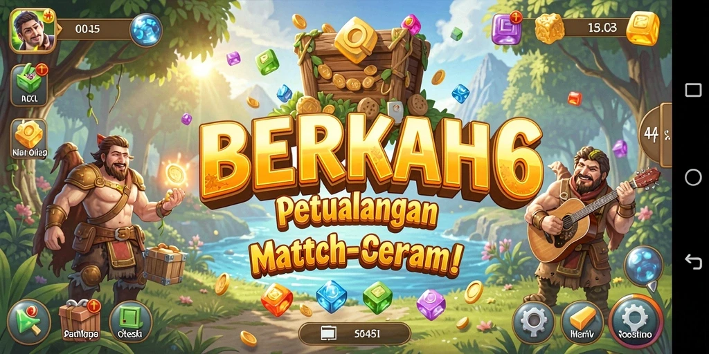 Tangkapan layar gameplay BERKAH6 menampilkan aksi seru dalam permainan Match-3.