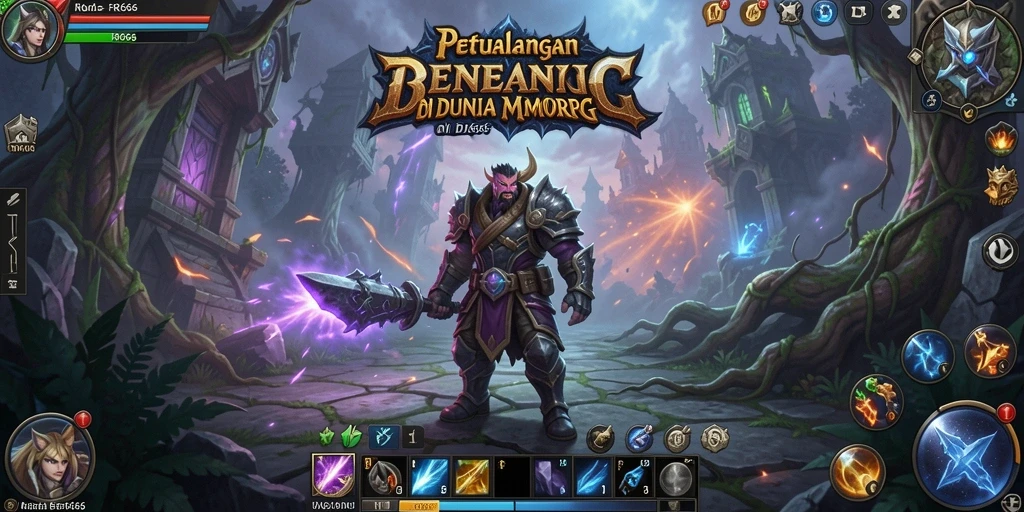 Tampilan gameplay menegangkan dalam petualangan MMORPG.