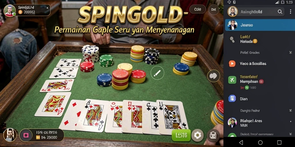 Screenshot utama SPINGOLD menunjukkan gameplay Gaple yang menarik.